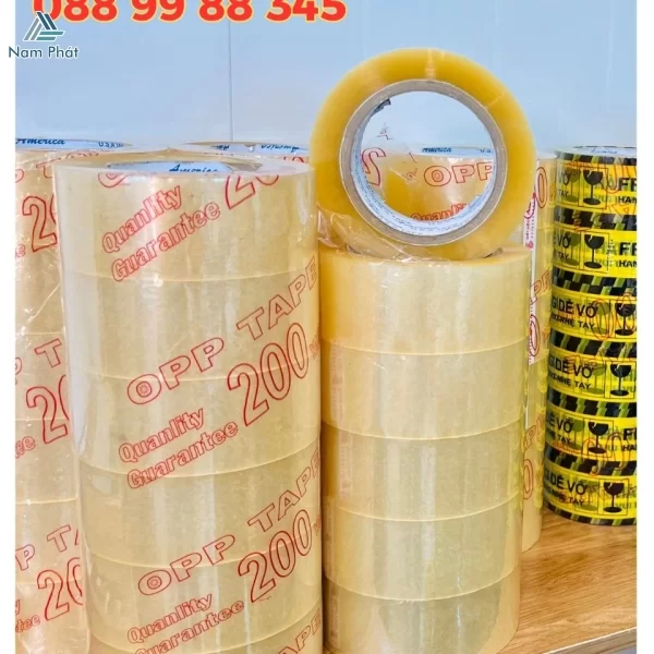 BĂNG KEO TRONG 200YA  NAM PHÁT – DÍNH CHẮC, BỀN LÂU, GIÁ TỐT TẠI XƯỞNG